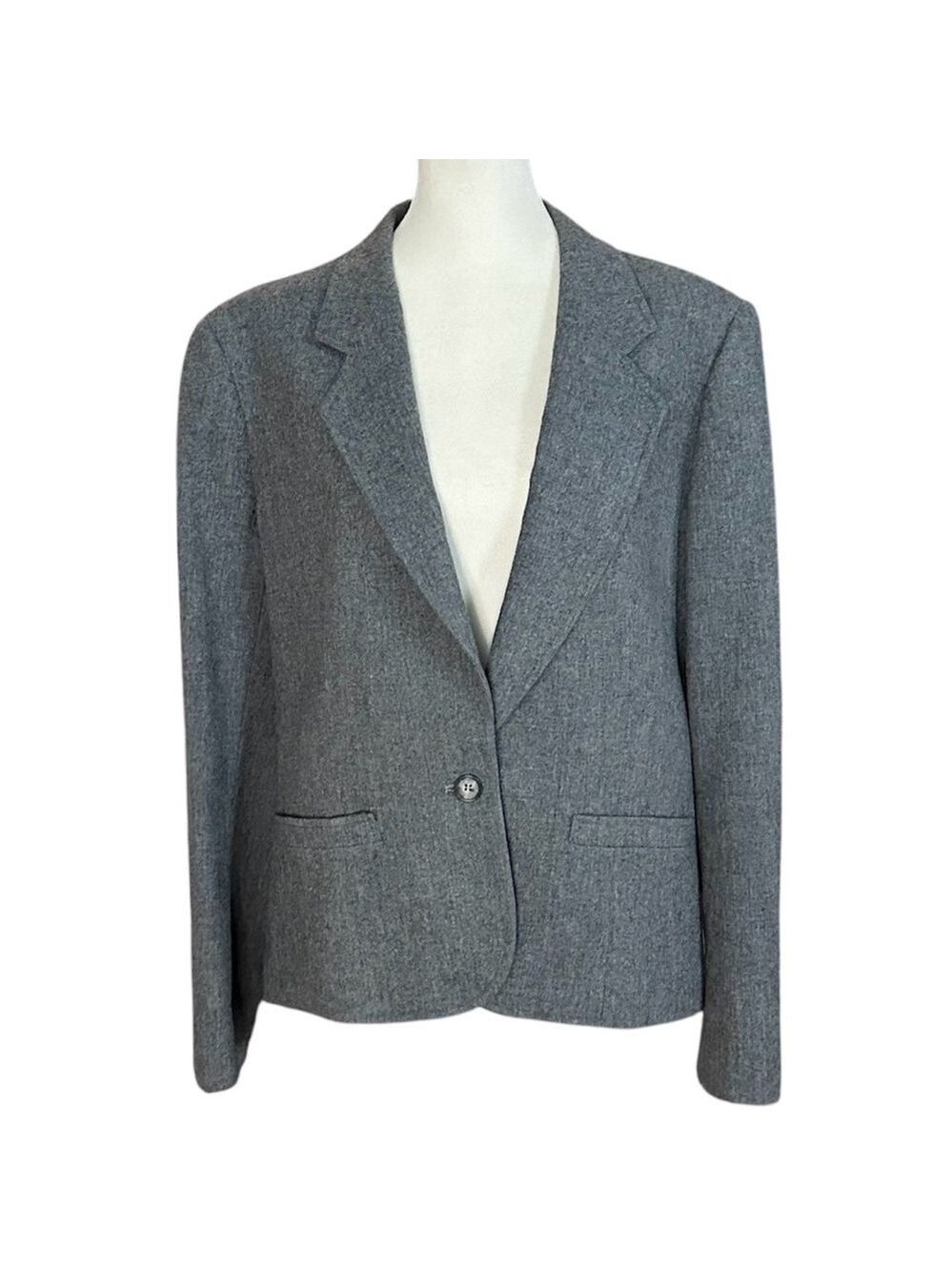 Pendleton Vintage 100% Wool Single Breasted Structured Blazer Jacket Gray Sz 14